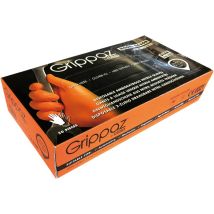 Grippaz Einweghandschuhe L schwarz – 100 % Nitril – Box mit 50 Stück – PSA-Kategorie III – DIN EN 374