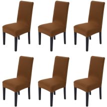 Drmfly 6 Elastizität Bügelfrei Stuhlhusse Stretch Schonbezug Stuhlbezug Stuhlhusse Für Hochzeit (kaffee)