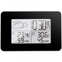 Stazione Meteorologica Per Interni Con Sensore Esterno Termometro, Igrometro Previsioni Meteo Animate Sveglia Radiocontrollata Dcf Display Led Di 