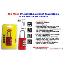 Candado de combinación AVL 30 mm – Aluminio – Resistente a la corrosión – Seguridad nivel 2