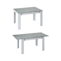 Ausziehbarer Tisch Midland, Ausziehbarer Esstisch, Ausziehbarer Esstisch Mit Verlängerung, Cm 140/190x90h78, Zement Und Weiß