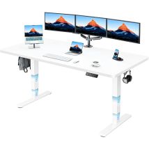 Bureau Réglable En Hauteur 160 X 80 Cm, Plateau Complet, Bureau Électrique Réglable En Hauteur De 60 À 125 Cm, Piètement À 3 Niveaux Supportant 