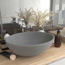 Maison Chic - Luxuriöses Ovales Waschbecken Aufsatzwaschtisch Waschschale Für Badezimmer Matt Hellgrau 40x33 Cm Keramik De51977