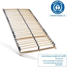 Sommier À Lattes 80x200, Ergonomique 7 Zones 28 Lattes, Charge Env. 150 Kg Lattes Flexibles En Bois, Made In Germany