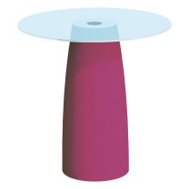 Couchtisch Break Cromia Aus Harz Mit Glasplatte Für Den Außenbereich 'made In Italy' Einfarbig Ø 70 Cm -violett / 90 Cm
