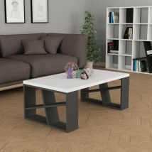 Mesa De Salón Honey Con Sobre Blanco Y Patas Antracita