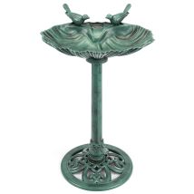 Christow – Clam Shell Bird Bath – Durable Polypropylene Resin – Rustic Bronze, Green, Grey – H81cm x W50cm x D38cm – 3 Liters Capacity