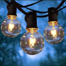 Guirlande Lumineuse Exterieur, 7.62m Guirlande Guinguette Extérieur Et Intérieur Avec G40 25 Ampoules + 2 Rechange, Ip65 Guirlande Raccordable Pour 