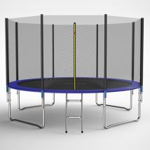 Galactica - Trampoline Set 12ft Round Outdoor With Safety Net Enclosure Ladder Blue
