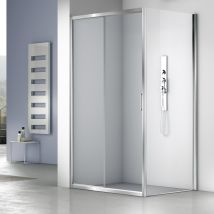 Box Doccia a Nicchia MEGIUS con Anta Scorrevole Estensibile 128-133 cm in Vetro Trasparente Finitura Argento Lucido