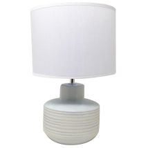 Lampada Da Tavolo Lume Comodino Ceramica Tessuto Bianco Design Moderno Abatjour