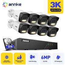 Annke - 3k 8 Channel 8 Cameras Poe Security System, Color & Ir Night Vision, Ip67 Human & Vehicle Detection, Built-in Microphone - 4tb Hdd