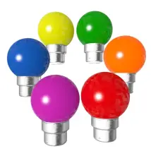 Lot De 6 Ampoules Pour Guirlande Led Culot B22 Incassable - Bleu Jaune Orange Rouge Vert Rose