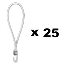 GT MARKET – Set di 25 attacchi rapidi 25 cm – Lunghezza 25 cm, Diametro 4 mm, Estensione massima 50 cm – Ganci in plastica, Colore bianco