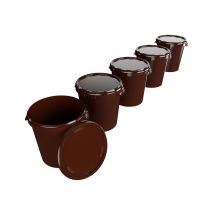 Fixedbyu - 5x Hobbock Eimer Mit Deckel 31,5 L, Lebensmittelecht Braun