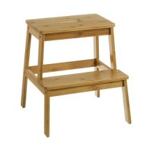 Escabeau Marchepied En Bambou 2 Marches - Hauteur 47cm