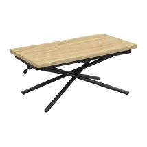 Mesa Centro Elevable Y Extensible Katy Acabado Oak Y Negro, 38/76.5cm(alto) 114.38cm(largo) 100cm(ancho)
