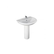 Rak Ceramics - Lavabo Ovale 65x51 Cm In Ceramica Bianco Lucido Karla - Con Semicolonna Per Lavabo