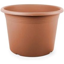 Vaso Per Piante E Fiori In Plastica Rotondo, Cilindro Color Terracotta Tomaino 25