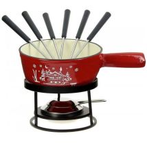 Set de fondue Chalet – 6 personas – Hierro fundido – Rojo – hhf-078