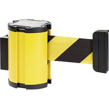 Cajetín de cinta para exteriores – Extracción máxima 3000 mm – Cinta 50 mm – Plástico amarillo – Clip de pared incluido