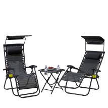Neo Direct - Neo Black Folding Zero Gravity Garden Chairs And Table Set