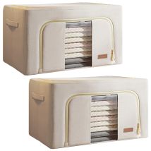 Joybos - Set De 2 Cajas De Almacenamiento De Ropa, 48 L (24x2), Plegable, En Material Textil