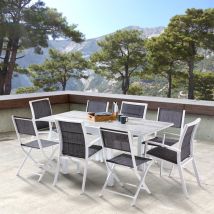 Wilsa Garden - Gartenmöbel Set Modulowood T 4 / 8 + F 4 + C 4 Holzdekor Weiß