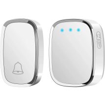 Timbre Inalámbrico, Alcance De 300 Metros, Resistente Al Agua, Con 1 Transmisor Y 1 Receptor Enchufable, 36 Tonos De Llamada Y 4 Niveles De Volumen 