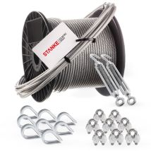 Seilwerk Câble D'Acier Inoxydable Gainé (couche Pvc), 100m Acier V4a, Diamètre 4mm 7x7, 2x Tendeur M10 Èil-crochet En Acier Galvanisé, 8x Cosse-cèur 