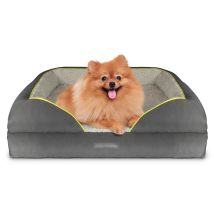 Dreamcatcher Grey Small Dog Bed Orthopaedic Shredded Memory Foam, Fleece Sleeping Area, Non Slip Base, Removable Washable Cover