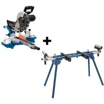 Scheppach - 10' Sliding Mitre Saw Wood 2000w 254mm Hm254 + Leg Stand Umf1600