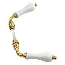Béquille Double Poire En Porcelaine Blanche Et Laiton Poli