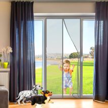 Gabrielle Mosquitera Para Puerta Ventana 150 X 220 Cm Cierre Automático Magnético Antiinsectos Cortina Con Imanes Y Tira Adhesiva Sin Taladrar Gris