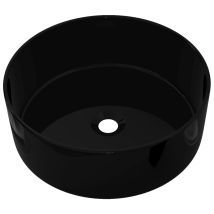 Hommoo - Lavabo Redondo 40x15 Cm Lavabo Baño Inodoro Cerámica Negro 020002541