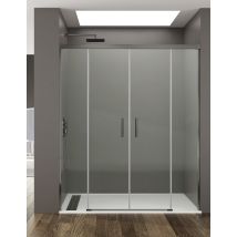 Cabina Doccia Frontale Allstone Basic 2+2, Senza Profilo Inferiore Da 6 Mm In Alluminio. Profilo Titanio 182-192 Cm Vetrotransparente