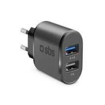 SBS USB-Ladegerät 100-240V 2,1A Schnellladung – Schwarz
