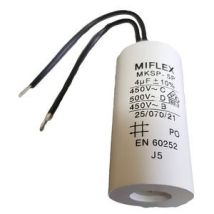 Motore Di Lavoro Del Condensatore 4uf 450vac Misure 25x53mm Con Cavi 4mf450v/c/25mm