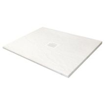 Ondée - Plato De Ducha Nara - 90x90 Cm - Textura Pizarra - Blanco - Con Desagüe
