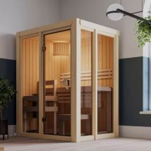 Sauna Intérieur 1-2 Places Poêle 3.6kw Epicéa Nordique Karibu Irava