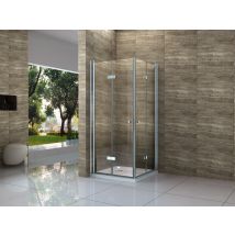 Duschkabine Maritimo – 80 x 90 cm – 8 mm Sicherheits-Klarglas – Faltbare Türen – Verchromte Aluminiumprofile