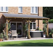 Dunster House Ltd. - Dunster House Lean To Wooden Gazebo Canopy Kit 5m X 3m Patio Garden Shelter With Roof Shingles Leviathan