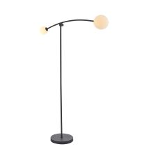 Merano Rovigo Lampadaire À 2 Lampes Texturé Noir Mat Et Verre Opale Brillant