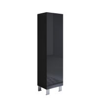 Stehende Schrank Mit 12cm Alu-füsse Hängeschrank Vitrinenschrank Vitrine Wohnzimmer 1 Tür 4 Fächer 40x177x29cm Modell Luke V4 Schwarz Glanz