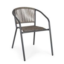 Ensemble De 2 Chaises En Acier Gris Foncé Et Fibres Synthétiques