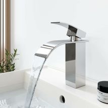 Meykoers - Wasserfall-wasserhahn, Einhebelmischer Aus Edelstahl Für Heißes Und Kaltes Wasser, Geeignet Für Badezimmerwaschbecken