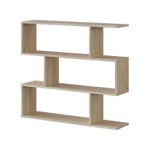 CALICOSY – Estantería baja Athena en roble canadiense – 3 compartimentos – 97cm alto x 110cm ancho x 25cm profundidad