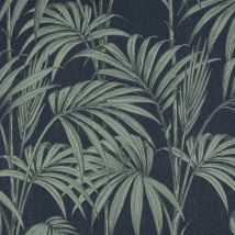 Honolulu Palm Wallpaper Navy Leaf Julien Macdonald Glitter Metallic Vinyl