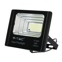 Foco Led V-tac Con Control Remoto, Panel Solar De 16 W, Lifepo4, Temporizador, Cable De 5 M, Blanco Natural, Negro, Ip65