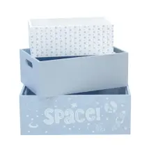 Space Set 3 Blaue Mdf-boxen 15x40x28/13x35x23/11x30x18cm